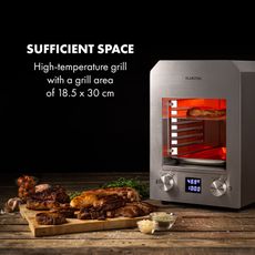 Klarstein Hannibal, vysokoteplotný gril, 2200 W, 850 °C, interiérový, nehrdzavejúca oceľ, strieborný