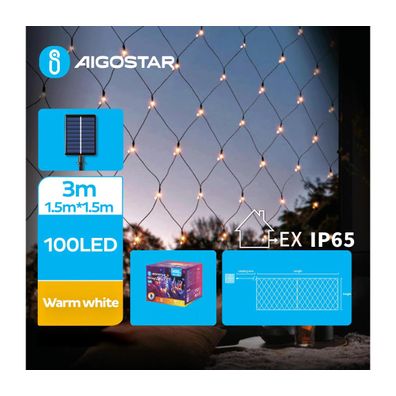Aigostar - LED Solárna vianočná reťaz 100xLED/8 funkcií 4,5x1,5m IP65 teplá biela