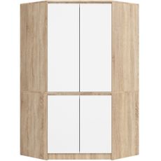 Ak furniture Rohová šatní skříň CLP 100 cm 4D dub sonoma/bílá
