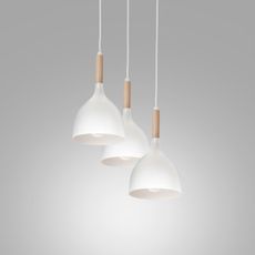 Luster na lanku NOAK WOOD 3xE27/15W/230V biela/buk