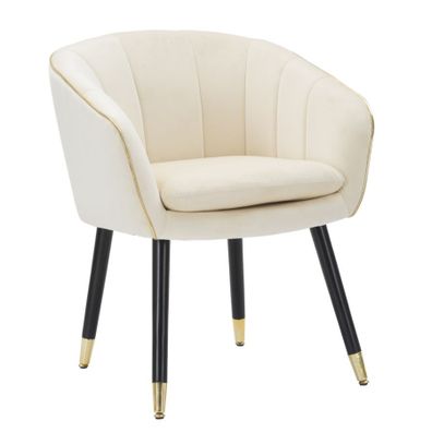 Estila Dizajnová glamour jedálenská stolička Aurelle s poťahom v béžovej farbe so zlatými detailmi 78 cm