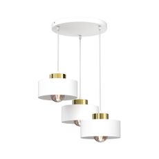Luster na lanku MARTI 3xE27/15W/230V biela/zlatá