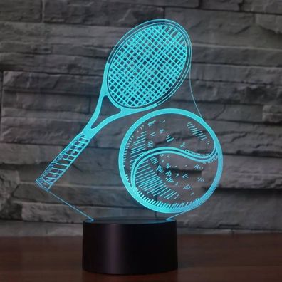 3Dmix 3DL-DRGB007 – 3D LED nočná lampa - Tenisová raketa a lopta (Dual RGB)
