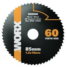 Pílový kotúč na drevo WA5036 HSS, priemer 85mm, 60 zubov
