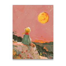 Benlemi Obraz na plátne na stenu s motívom MALÉHO PRINCA a mesiaca Zvoľte rozmer: 30 x 30 cm