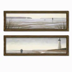 Wallity Súprava obrazov Lighthouse 2 ks 19x70 cm hnedá