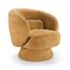 Estila Art deco otočné kreslo Elian s čalúnením bouclé v horčicovo žltej farbe a kruhovou otočnou základňou 360 stupňov 76 cm