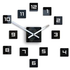 ModernClock 3D nalepovacie hodiny Cube čierne