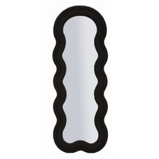 Estila Dizajnové zrkadlo Swan v čiernom bouclé poťahu a klenutou siluetou 160 cm