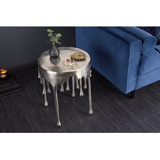 Estila Art-deco jedinečný príručný stolík Bellair v striebornej farbe okrúhleho tvaru 37cm