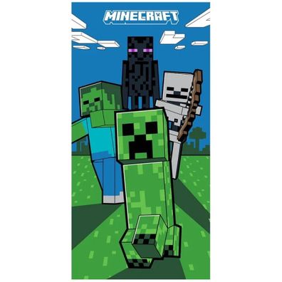 Plážová osuška Minecraft - motív Mobi útočia - 100% bavlna - 70 x 140 cm