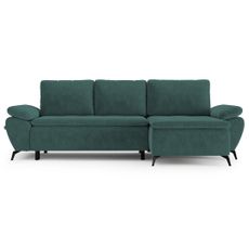 HOMEDE Rohová rozkladacia pohovka Gena tmavo zelená pravá, velikost 90x152/109x285