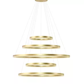 Moderný luster Halo Pendant 150+120+100+80+60 Cct zlatá s diaľkovým ovládaním