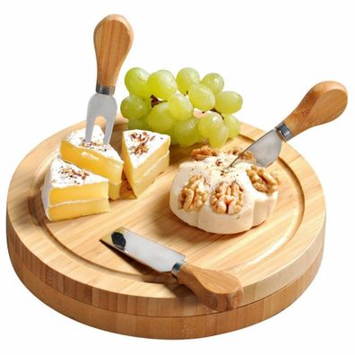 Kesper 58642 Doštička na krájanie syra s príborom bambus, 23 x 23 x 3,6 cm
