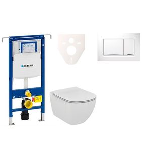 Cenovo zvýhodnený závesný WC set Geberit do ľahkých stien / predstenová montáž + WC Ideal Standard Tesi 111.355.00.5NE5