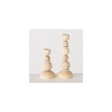 Súprava 2 drevených svietnikov Boltze Beads