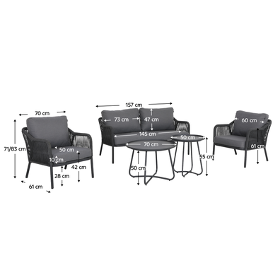 Záhradný 5-dielny set, sivá, aluminium, MAHES