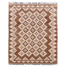 Diamond Carpets India , Ručne viazaný kusový koberec M. Kelim DE 2262 Brown Mix, 140x200, hnedá, chodba / predsieň