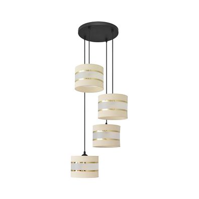 Luster na lanku HELEN 4xE27/15W/230V krémová/čierna/zlatá