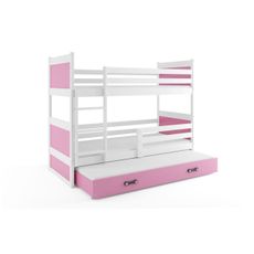 Interbeds Poschodová posteľ Rico 3 trojmiestna biela 200cm x 90cm ružová