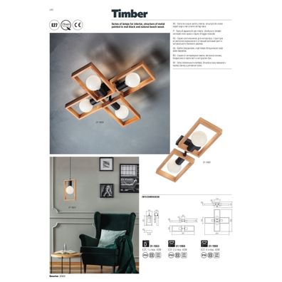 Redo 01-1663 - Nástenné svietidlo TIMBER 1xE27/42W/230V