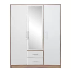 Šatník Smart 150 cm, dub sonoma / biela, zrkadlo