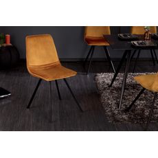 Estila Industriálna moderná stolička Hartlepool Mustard so zamatovým poťahom a kovovými nožičkami 83cm