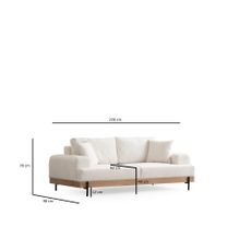 Minimalistická trojmiestna pohovka Eti 220 x 98 cm, biela
