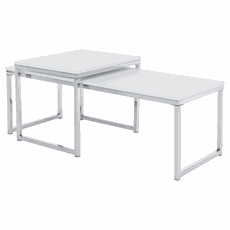 Konferenčné stolíky, set 2 ks, biela matná/chróm, MAGNO TYP 2