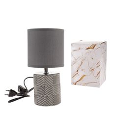 Sivá stolová lampa s textilným tienidlom (výška 27 cm) – Dakls