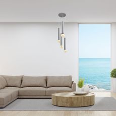 Luster na lanku TUBA 4xE27/15W/230V šedá