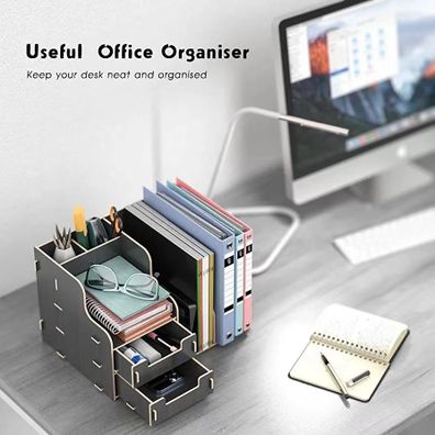 DIY organizér na dokumenty a písacie potreby s 2 zásuvkami čierny B21 Čierna