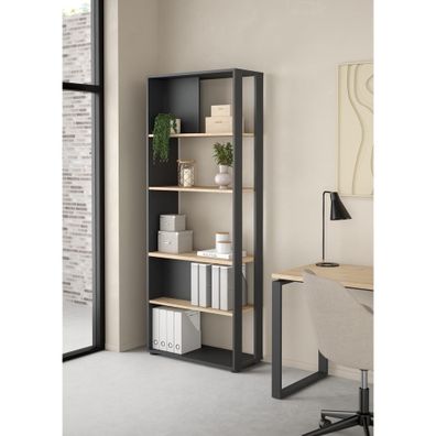 Knižnica v dekore duba v antracitovo-prírodnej farbe 80x205 cm Sign – Tvilum