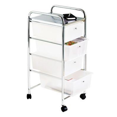 Plastový pojazdný regál v bielo-striebornej farbe 33x79 cm – Premier Housewares