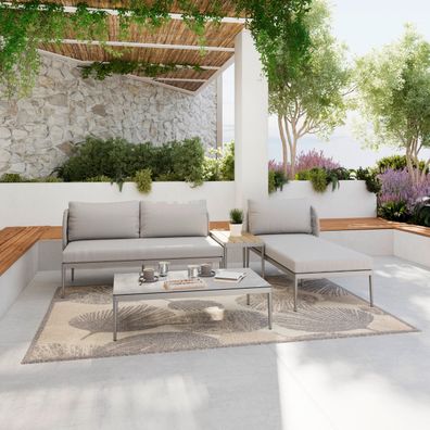 Ambia Garden TERASOVÁ SEDACIA SÚPRAVA 4-dielne, kov, plast, sklo, textil