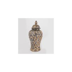 Keramická dóza 33,5x16 cm zlatá/šedá