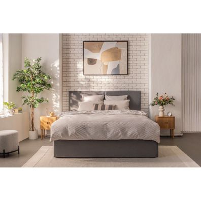 Sivá čalúnená dvojlôžková posteľ s úložným priestorom s roštom 180x200 cm Thessa Bold – Bonami Selection