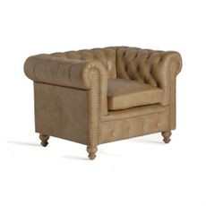Estila Luxusné kožené svetlé hnedé kreslo Talbot s prešívaným čalúnením v štýle chesterfield 107 cm