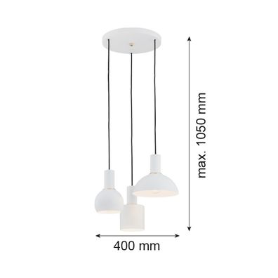 Argon 1468 - Luster na lanku SINES 3xE27/15W/230V biela
