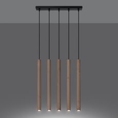 Sollux SL.1269 - Luster na lanku PASTELO 5xG9/8W/230V drevo