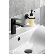 Aqualine - Nástenný dávkovač mydla SAMBA 150 ml mliečne sklo/matná čierna