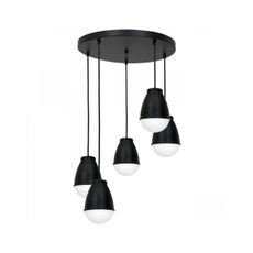 Luster na lanku CARYON 5xE14/60W/230V čierna okrúhly