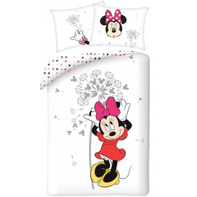 Bavlnené posteľné obliečky Disney - motív Minnie Mouse s púpavou - 100% bavlna - 70 x 90 cm + 140 x 200 cm