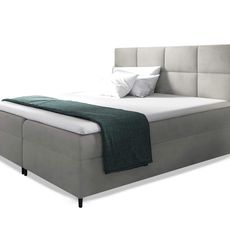 Wilsondo Čalúnená boxspring manželská posteľ s matracom Leila - sivá Rozmer: 140x200
