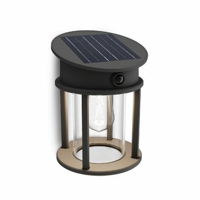 Philips Geri UltraEfficient solárne LED okrúhle svietidlo so senzorom antracit, 3,2 W, 500 lm, 4000 K