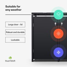 Blumfeldt BinSafe, box na odpadky, 3 odpadkové koše, 240 l, uzamykateľný, pozinkovaná oceľ odolná voči poveternostným vplyvom