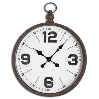 Estila Retro dizajnové okrúhle nástenné hodiny Nomad s čiernym rámom z kovu 49cm