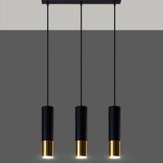 Sollux SL.0954 - Luster na lanku LOOPEZ 3xGU10/10W/230V čierna/zlatá
