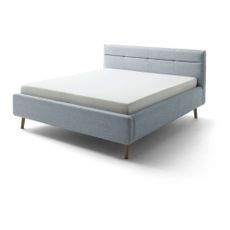 Modrá čalúnená dvojlôžková posteľ s úložným priestorom s roštom 180x200 cm Lotte - Meise Möbel