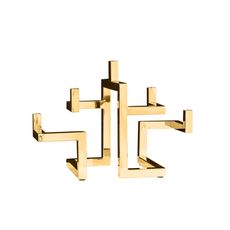 Estila Dizajnový glamour geometrický kovový zlatý svietnik Flames s piatimi držiakmi na sviečky 51 cm